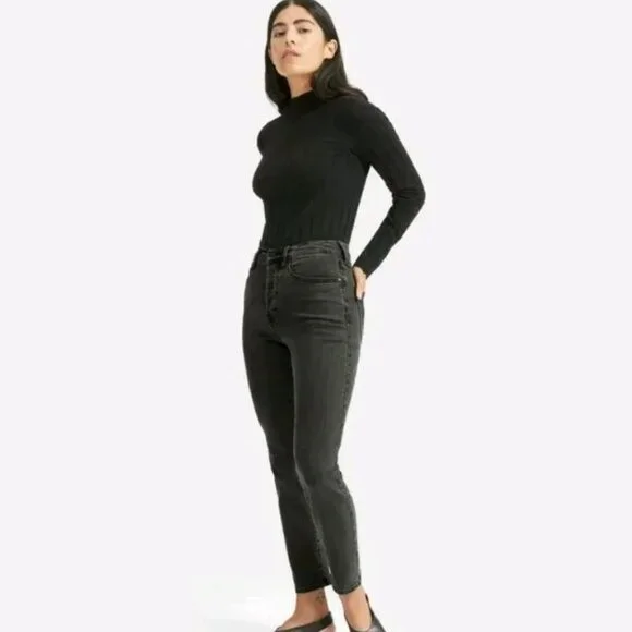 everlane cigarette jeans Everlane | Jeans | Everlane Authentic Stretch High Rise Cigarette Jeans  Washed Black 26 Button Fly